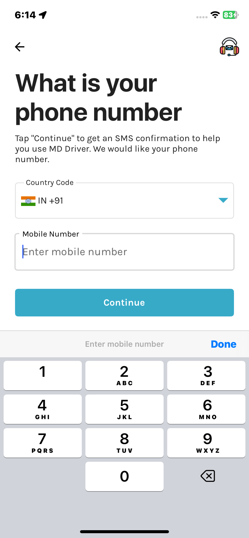 Driver app – profile setup