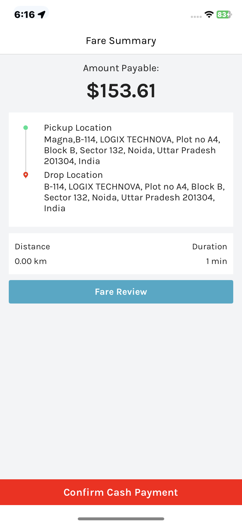 Driver app – earnings dashboard