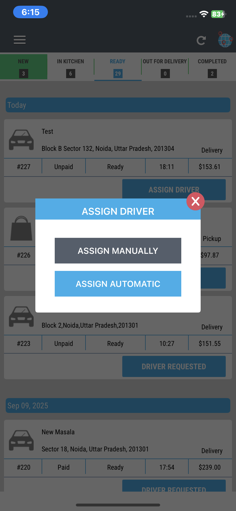 Restaurant app – earnings and payout