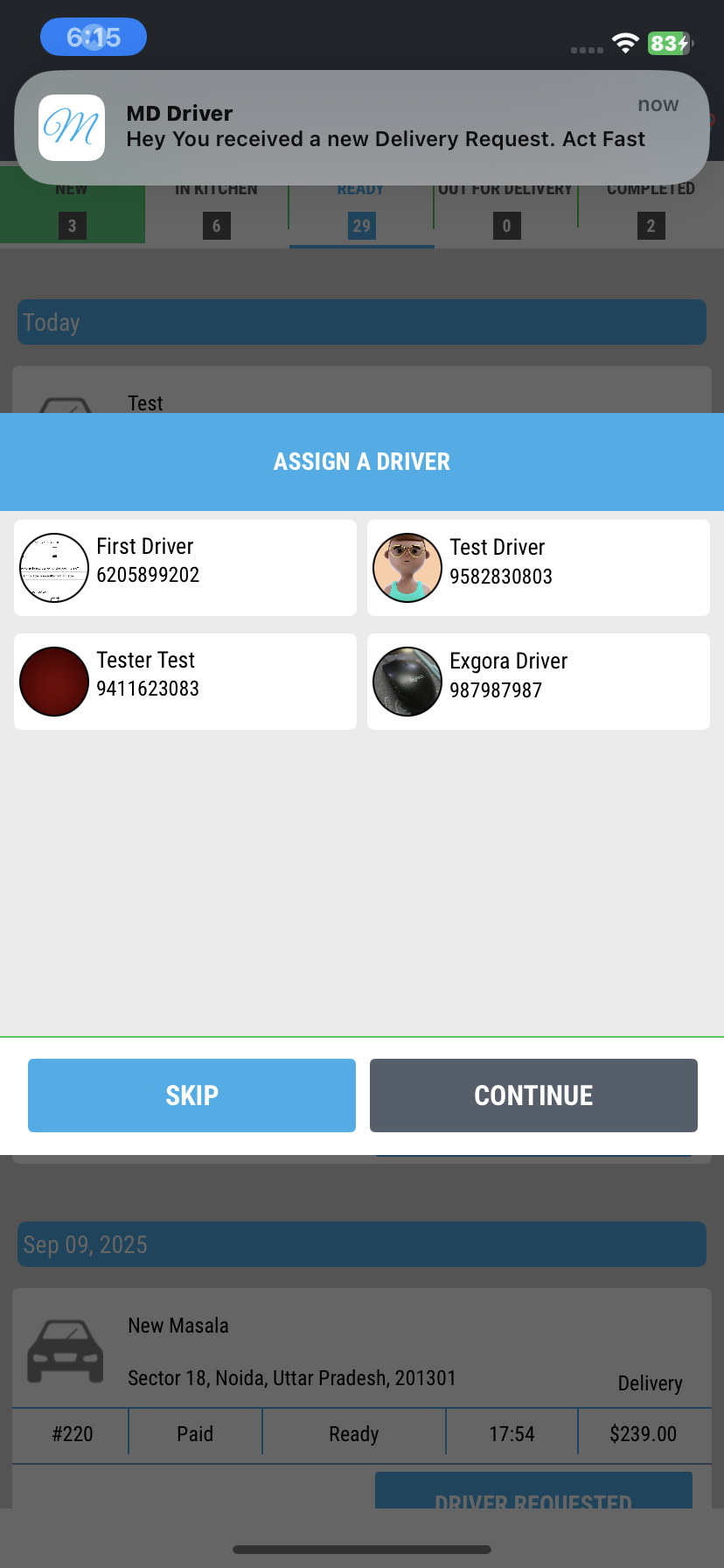 Restaurant app – analytics and performance